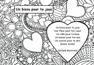 Coloriage gratuit - Un bisou pour ta joue - Comptines Bonne Année