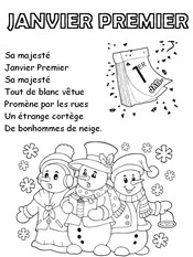 Coloriage à télécharger - Janvier premier - Comptines Bonne Année