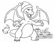 Kleurplaat - Kerstmis - Charizard