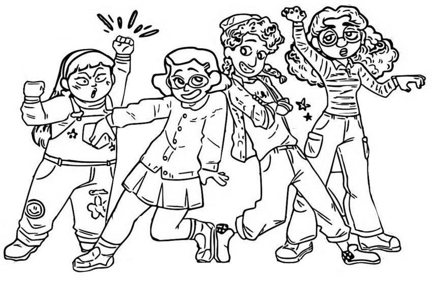 Coloring page Turning red : Mei Lee and her friends are dancing 16