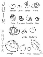 Image à colorier - Fruits de saison - Juin