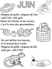 Coloriage à imprimer - Comptine - Poésie - Juin