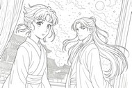 Hoja para colorear - Maomao & Jinshi - Kusuriya no Hitorigoto