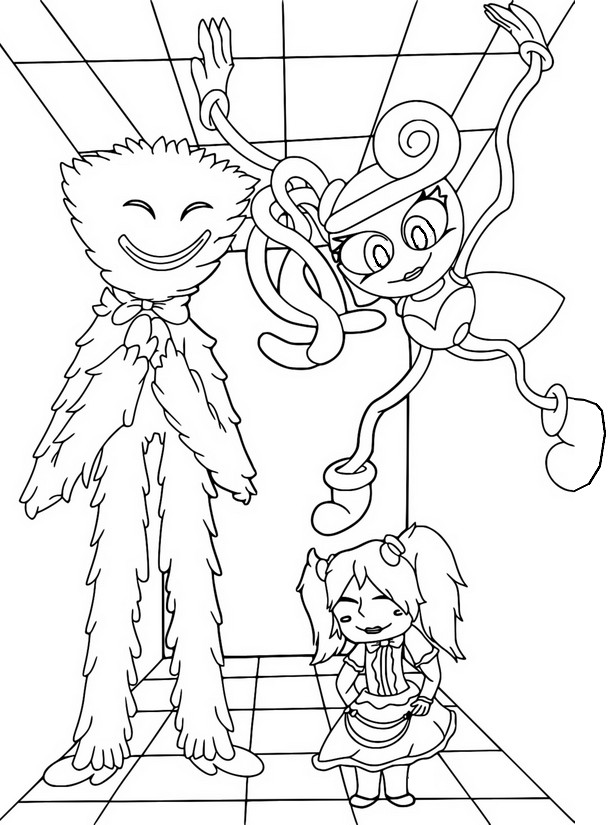 Huggy Wuggy para Colorir  Huggy Wuggy Coloring Page 