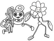 Desenho para colorir Poppy Playtime : Huggy Wuggy & Poppy & Mommy