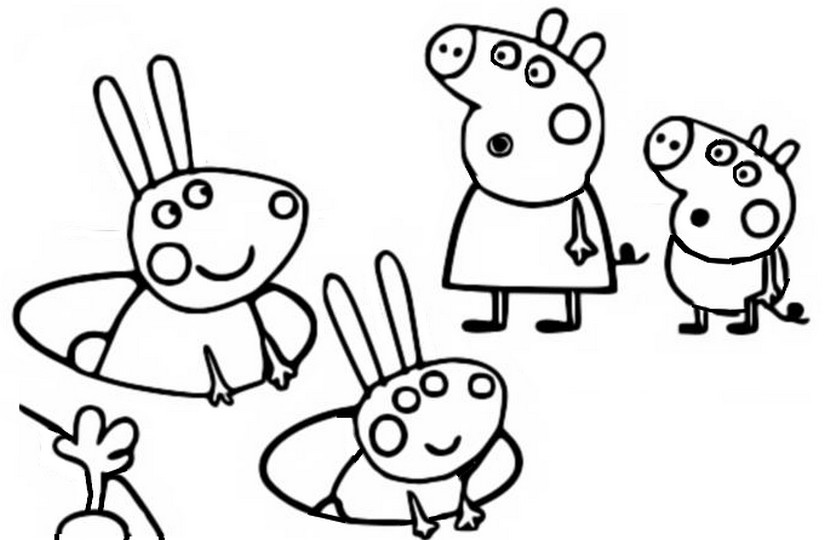 Desenho para colorir Peppa Pig : Rebecca e Richard Coelho 5
