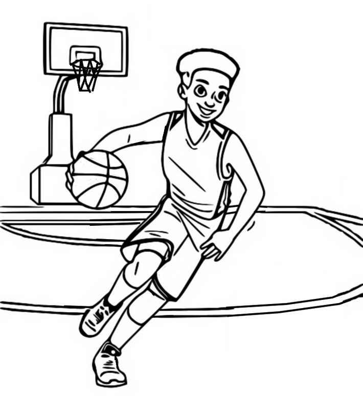 Dibujo para colorear Niños deportivos : Baloncesto 12