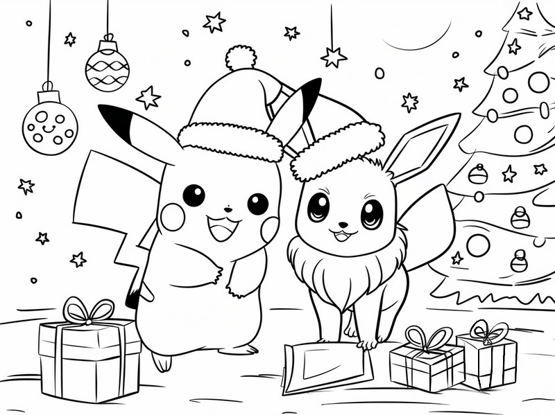 Coloriage Pikachu et Évoli