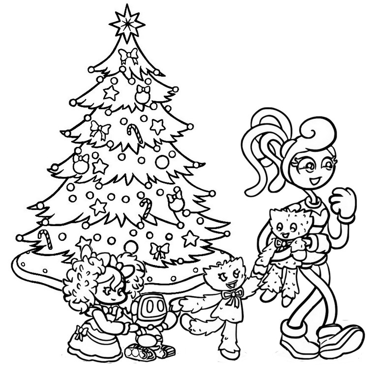 Desenho para colorir Poppy Playtime - Natal : Mommy Long Legs e