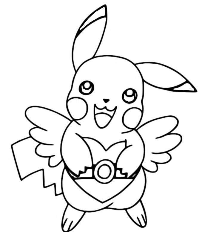 Desenho para colorir Pokémon - São Valentim : Pikachu 3