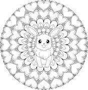 Dibujo para colorear - Eevee - Mándala - Pokémon - San Valentin