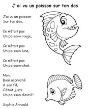 Feuille de coloriage - J'ai vu un poisson sur ton dos - Comptines pour le poisson d'avril