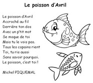 Image à colorier - Le poisson d'avril - Comptines pour le poisson d'avril