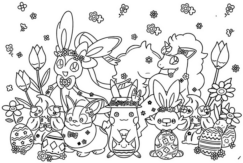 Desenhos para colorir de pikachu e seus amigos 