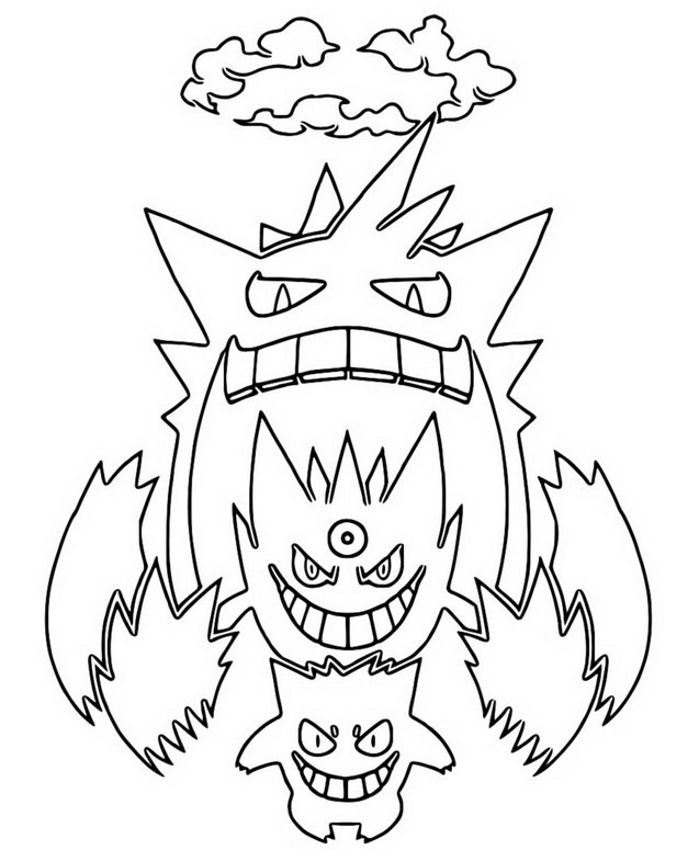 Desenho para colorir Pokémon Gengar : Shiny Mega Gengar 5