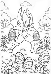 Ausmalbild zum Ausdrucken - Ostern - Pokémon - Cinderace