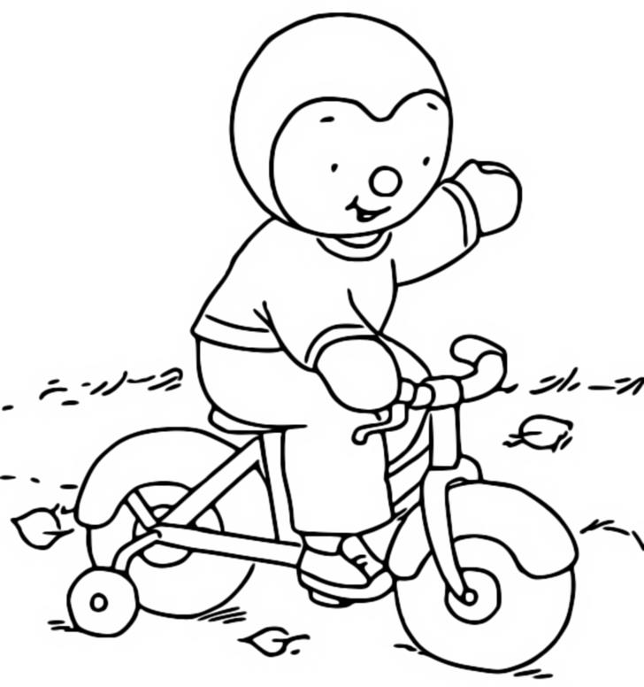 Coloring page Tchoupi learns to cycle