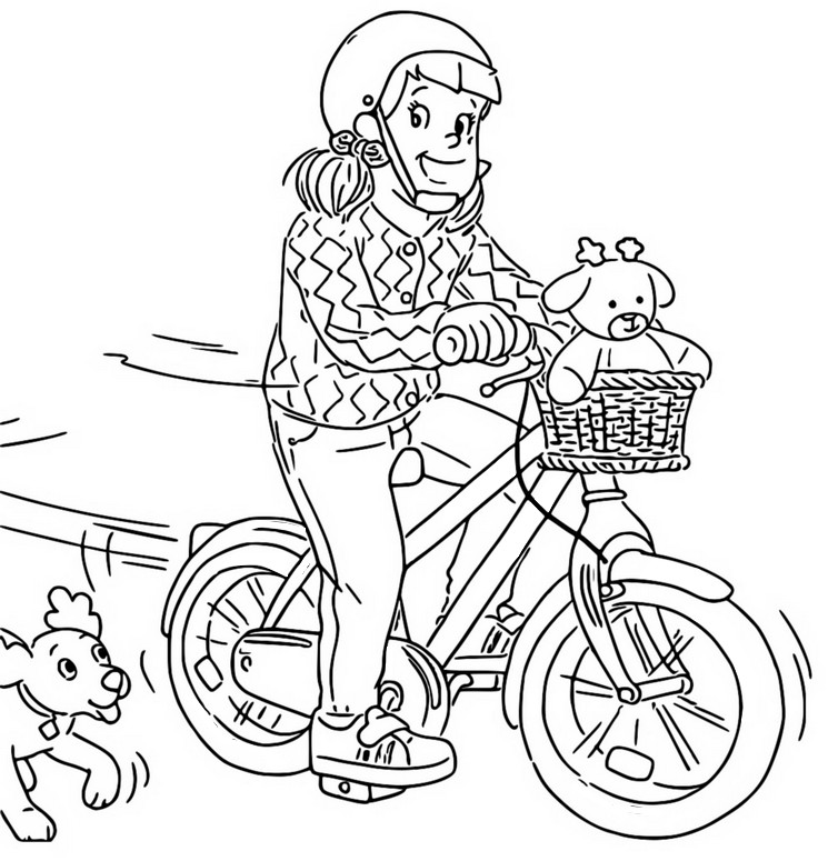 ぬりえ ジュリーはサイクリングです