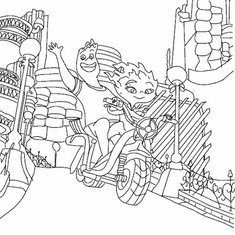 Coloring page On the motorcycle