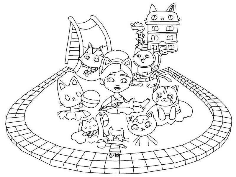 Coloring Pages Gabby's Dollhouse - Summer