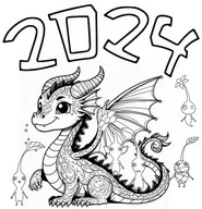 Ausmalbild zum Herunterladen - 2024 Jahr des Drachen - Pikmin 4