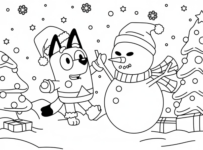 Dibujo para colorear el muñeco de nieve