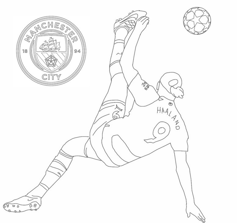 Coloring page UEFA Champions League 20232024 Erling Haaland 05