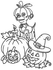 Hoja para colorear - Marshall - Calabaza - Paw Patrol - Halloween