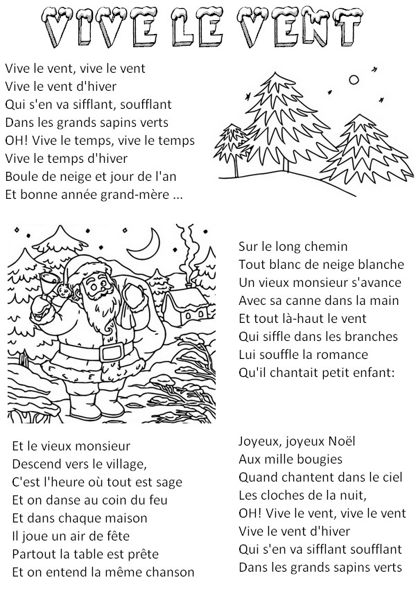 Coloriages Chanson de Noël - Vive le vent