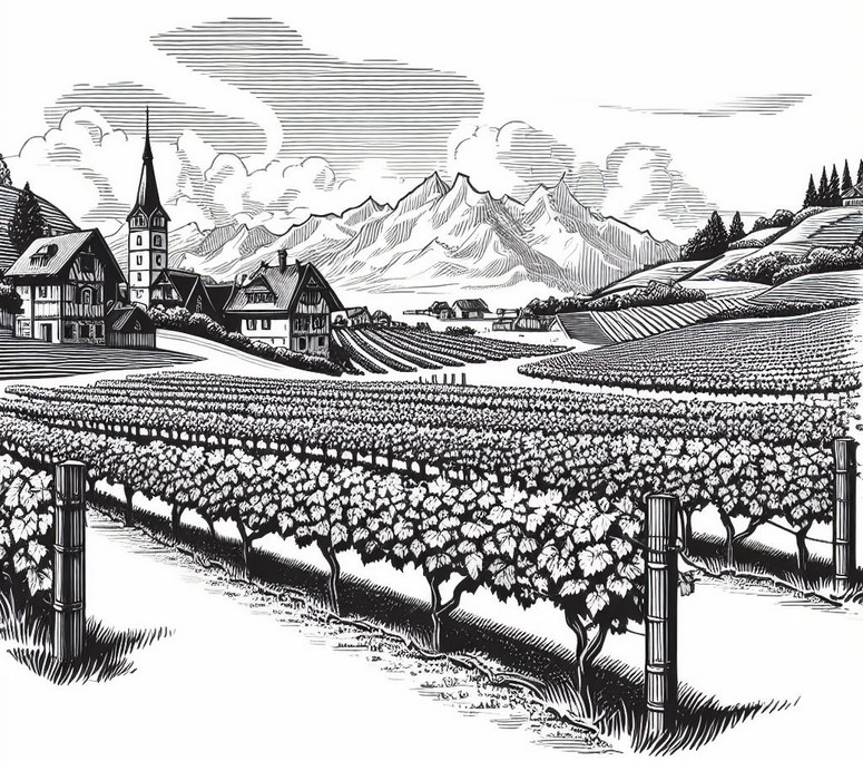 Coloring page Vine fields