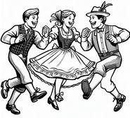 색칠 전통적인 스위스 댄스