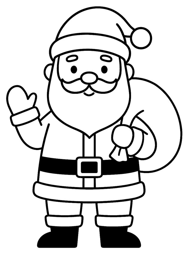 Lámina para colorear - Sencillo y moderno - Papá Noel
