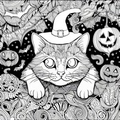 Dibujo descargable - Gato - Zentangle Halloween