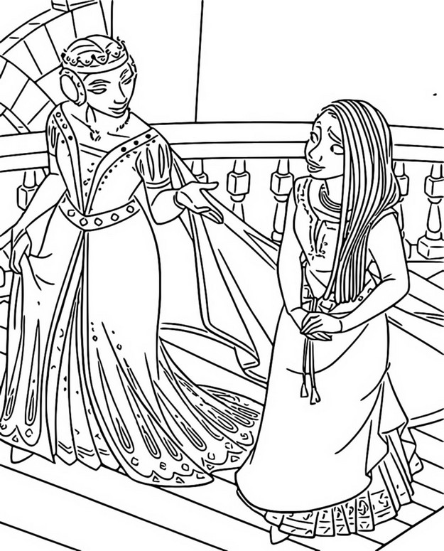 Coloring page Asha and Queen Amaya