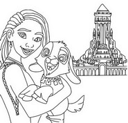 Coloring page Asha & Valentino In front of Rosas Castle