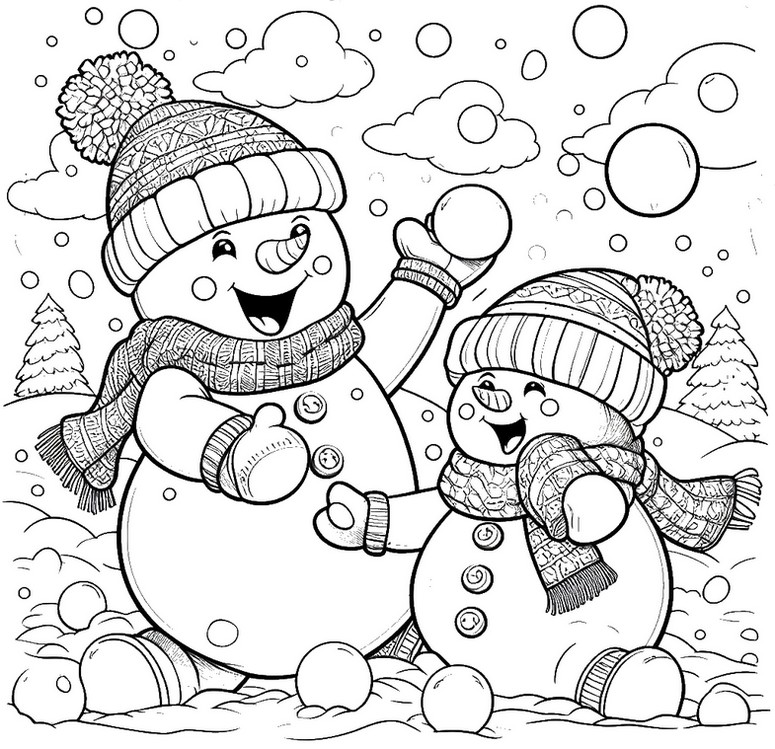 Imprimir um boneco de neve para colorir Colorir e Pintar!