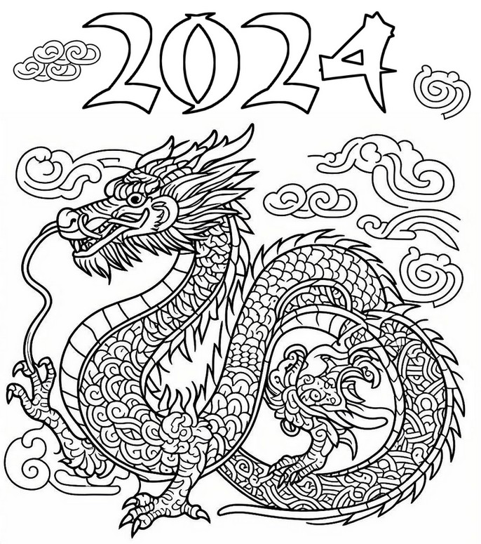 Coloring Pages Happy New Year 2024