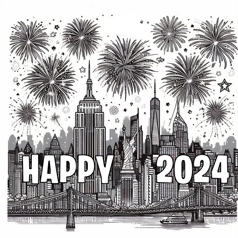 Coloring page Fireworks in New York