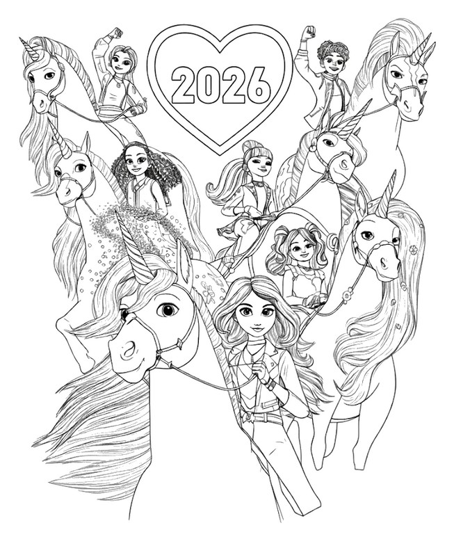 Kolorowanka do pobrania - Szczęśliwego Nowego Roku 2026! - Unicorn academy