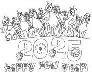 Dibujo para colorear Feliz año nuevo 2025