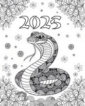 Imagen para colorear - 2025, año de la serpiente - Año nuevo japonés