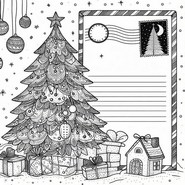 Gratis målarbild - Gåvor vid foten av julgranen - Brev till jultomten