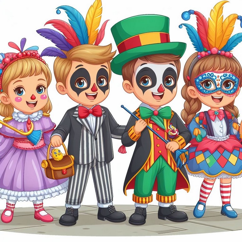 Coloring page Children disguised for carnival