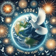 Dibujo descargable - Paz para 2024 - Feliz año nuevo 2024 - Tarjetas de felicitación