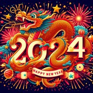 Dibujo gratuito - Año de dragón - Feliz año nuevo 2024 - Tarjetas de felicitación