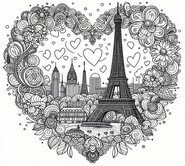 Dibujo para imprimir - Torre Eiffel en un corazón - París