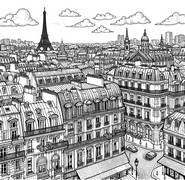 Hoja para colorear - Los tejados - París