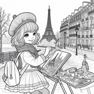 Hoja para colorear - Joven pintor - París