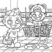 Dibujo para colorear - Juego de supermercado - Vlad y Niki