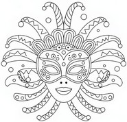 Dibujo descargable - Máscara de Arlequín - Máscaras para el carnaval